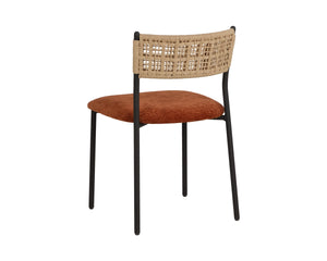 Sunpan Ernesta Woven Rope Back Dining Chair Upholstered Seat Coastal Modern Iron Frame Orange 112735