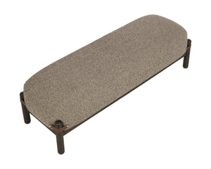 Sunpan Holst Upholstered Bench with Leather Strap Detail Mid Century Ebony Wood Frame Brown 112738