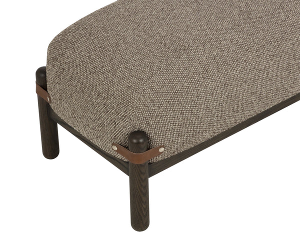 Sunpan Holst Upholstered Bench with Leather Strap Detail Mid Century Ebony Wood Frame Brown 112738
