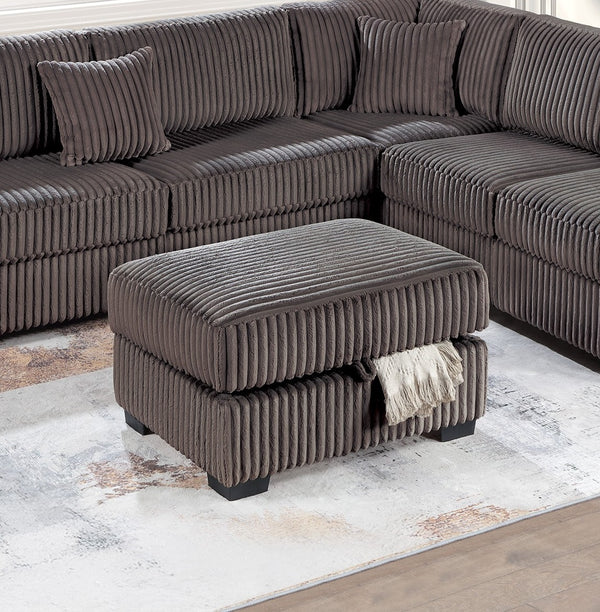 English Elm Chocolate Fur-Like Corduroy U-Shaped Sectional Sofa with Console Cup Holders and Hidden Storage Recline Chocolate 34 L x 26 W x 46 H B011S01773