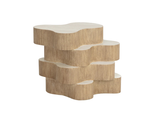 Sunpan Geddes Concrete Side Table Sculptural Travertine Finish Indoor Outdoor Accent Piece 112749