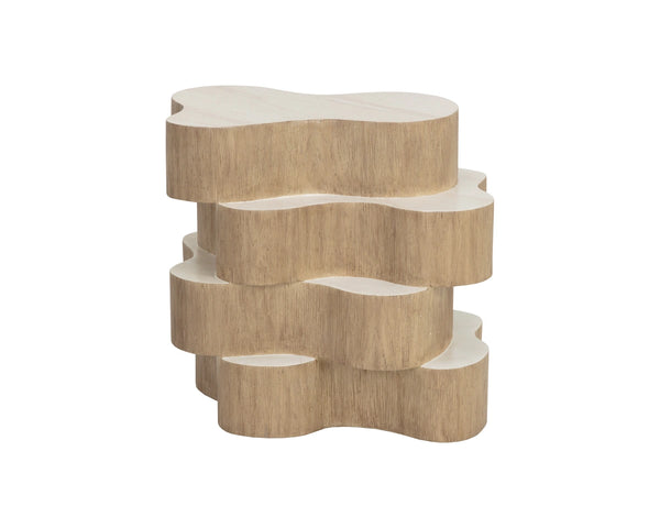 Sunpan Geddes Concrete Side Table Sculptural Travertine Finish Indoor Outdoor Accent Piece 112749