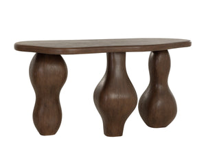 Sunpan Ines Sculptural Concrete Console Table with Architectural Three Leg Base for Entryways Brown 112750