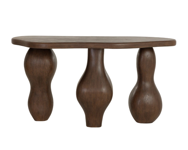 Sunpan Ines Sculptural Concrete Console Table with Architectural Three Leg Base for Entryways Brown 112750