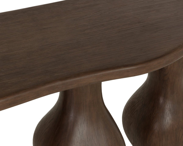 Sunpan Ines Sculptural Concrete Console Table with Architectural Three Leg Base for Entryways Brown 112750