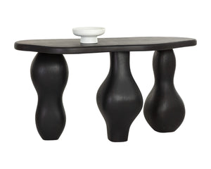 Sunpan Ines Sculptural Concrete Console Table with Architectural Three Leg Base for Entryways Black 112751