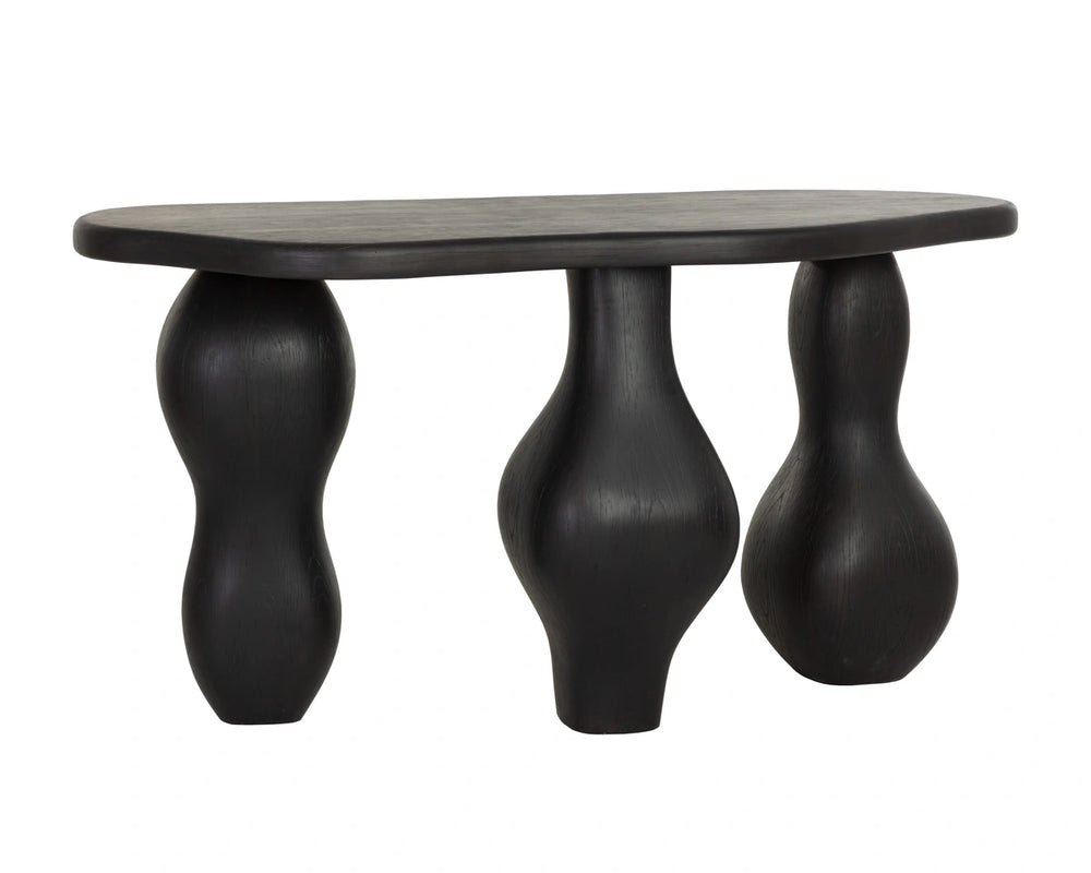 Sunpan Ines Sculptural Concrete Console Table with Architectural Three Leg Base for Entryways Black 112751