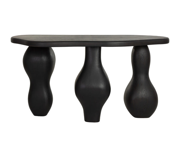 Sunpan Ines Sculptural Concrete Console Table with Architectural Three Leg Base for Entryways Black 112751