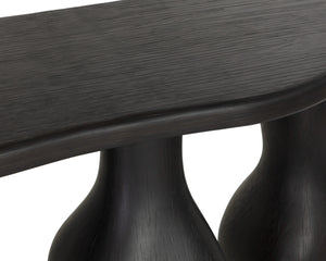 Sunpan Ines Sculptural Concrete Console Table with Architectural Three Leg Base for Entryways Black 112751