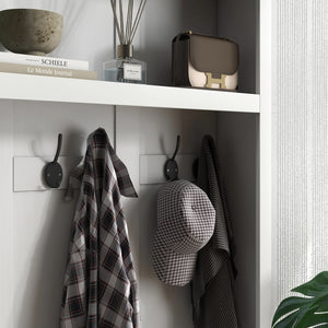 English Elm White Entryway Hall Tree with Cabinet Hooks Bench and Shelf for Mudroom Storage T3971S00061
