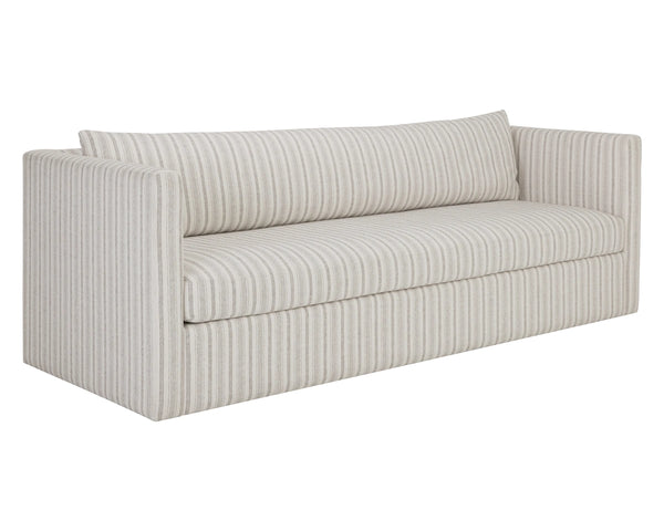 Sunpan Leander Upholstered Sofa with Feather Back Cushions for Contemporary Living Rooms 112765