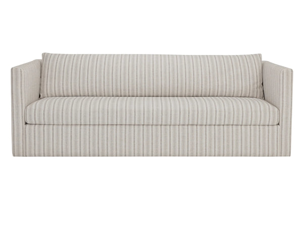 Sunpan Leander Upholstered Sofa with Feather Back Cushions for Contemporary Living Rooms 112765
