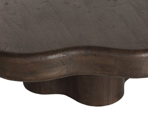 Sunpan Bellona Solid Acacia Wood Round Coffee Table Sculptural Pedestal Base Living Room Brown 112766