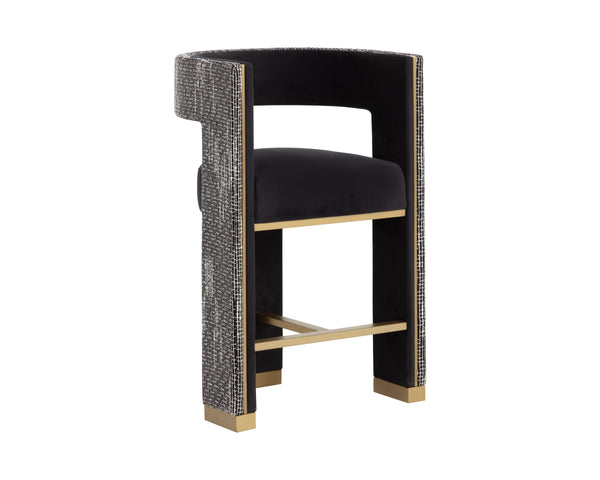 Sunpan Adamina Counter Stool Sculptural Three Leg Design with Gold Accents for Home Bar 112770