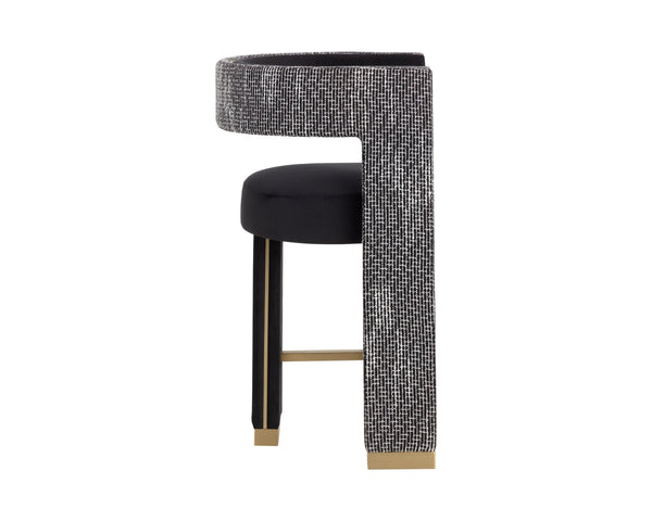 Sunpan Adamina Counter Stool Sculptural Three Leg Design with Gold Accents for Home Bar 112770