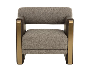 Sunpan Edgar Lounge Chair Two-Tone Fabric Faux Leather Gold Steel Arms Living Room 112771