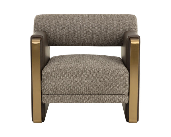 Sunpan Edgar Lounge Chair Two-Tone Fabric Faux Leather Gold Steel Arms Living Room 112771
