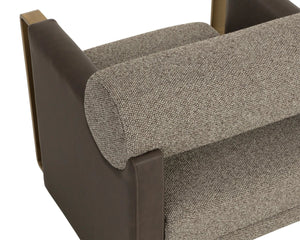 Sunpan Edgar Lounge Chair Two-Tone Fabric Faux Leather Gold Steel Arms Living Room 112771