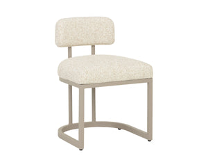 Sunpan Levanto Upholstered Dining Chair with Rattan Weave Detail and Powder-Coated Aluminum Frame Grey 112781V