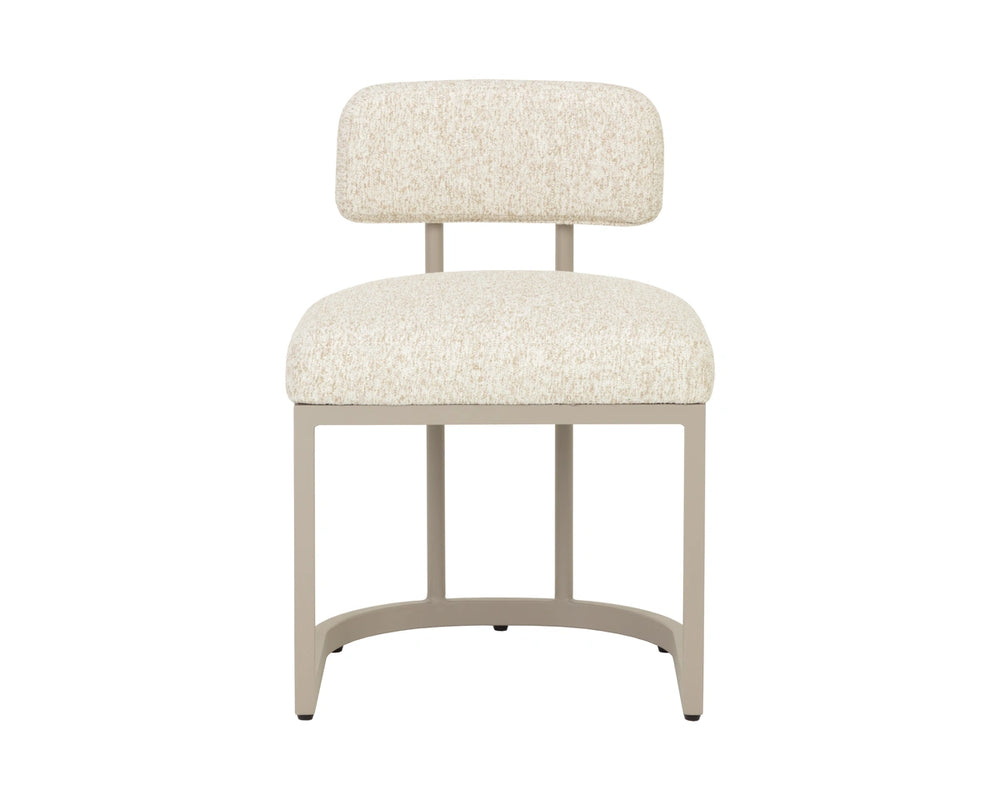 Sunpan Levanto Upholstered Dining Chair with Rattan Weave Detail and Powder-Coated Aluminum Frame Grey 112781V