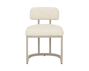 Sunpan Levanto Upholstered Dining Chair with Rattan Weave Detail and Powder-Coated Aluminum Frame Grey 112781V