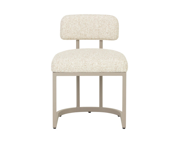 Sunpan Levanto Upholstered Dining Chair with Rattan Weave Detail and Powder-Coated Aluminum Frame Grey 112781V