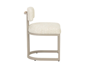 Sunpan Levanto Upholstered Dining Chair with Rattan Weave Detail and Powder-Coated Aluminum Frame Grey 112781V