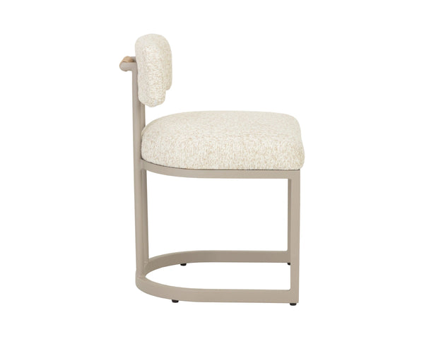 Sunpan Levanto Upholstered Dining Chair with Rattan Weave Detail and Powder-Coated Aluminum Frame Grey 112781V