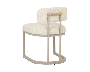 Sunpan Levanto Upholstered Dining Chair with Rattan Weave Detail and Powder-Coated Aluminum Frame Grey 112781V