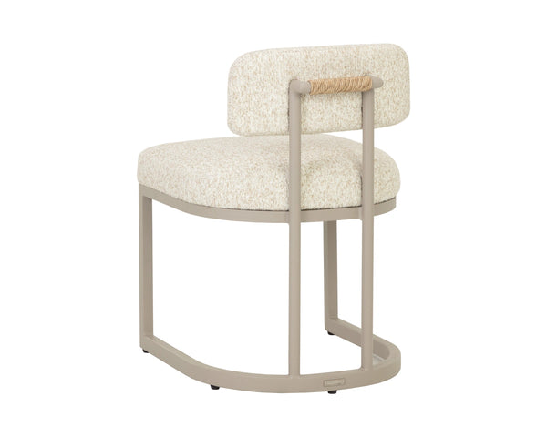 Sunpan Levanto Upholstered Dining Chair with Rattan Weave Detail and Powder-Coated Aluminum Frame Grey 112781V