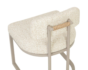 Sunpan Levanto Upholstered Dining Chair with Rattan Weave Detail and Powder-Coated Aluminum Frame Grey 112781V