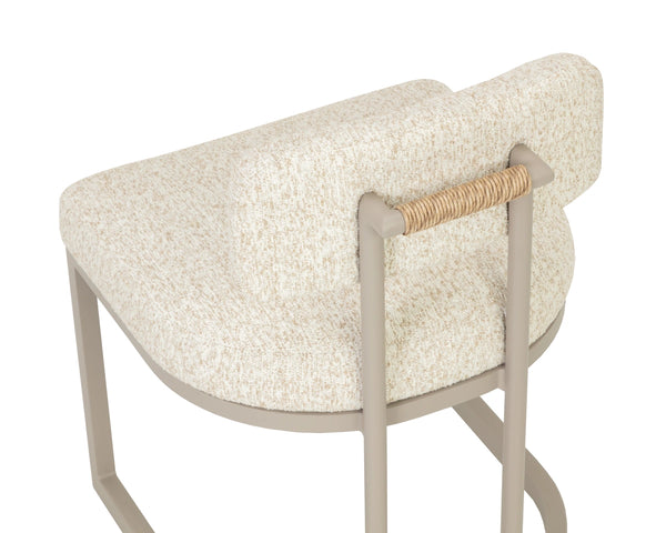 Sunpan Levanto Upholstered Dining Chair with Rattan Weave Detail and Powder-Coated Aluminum Frame Grey 112781V