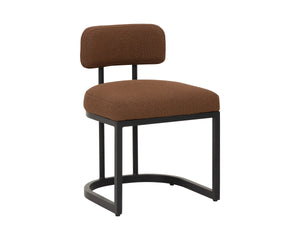 Sunpan Levanto Upholstered Dining Chair with Rattan Weave Detail and Powder-Coated Aluminum Frame Brown 112782V