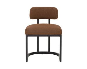Sunpan Levanto Upholstered Dining Chair with Rattan Weave Detail and Powder-Coated Aluminum Frame Brown 112782V