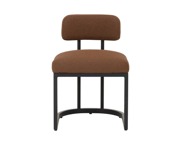 Sunpan Levanto Upholstered Dining Chair with Rattan Weave Detail and Powder-Coated Aluminum Frame Brown 112782V