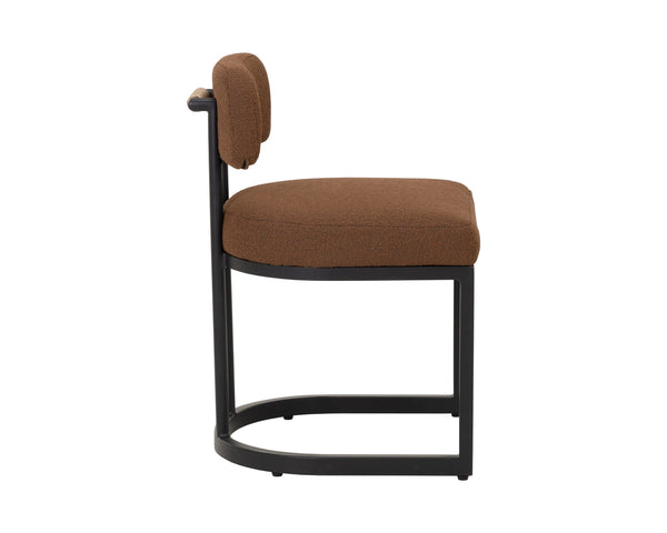 Sunpan Levanto Upholstered Dining Chair with Rattan Weave Detail and Powder-Coated Aluminum Frame Brown 112782V