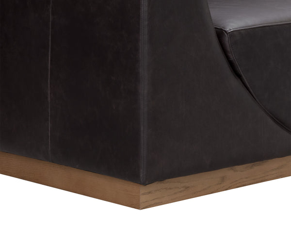 Sunpan Anakin Full Grain Leather Sofa with Oak Base Art Deco Curves for Living Rooms 112784