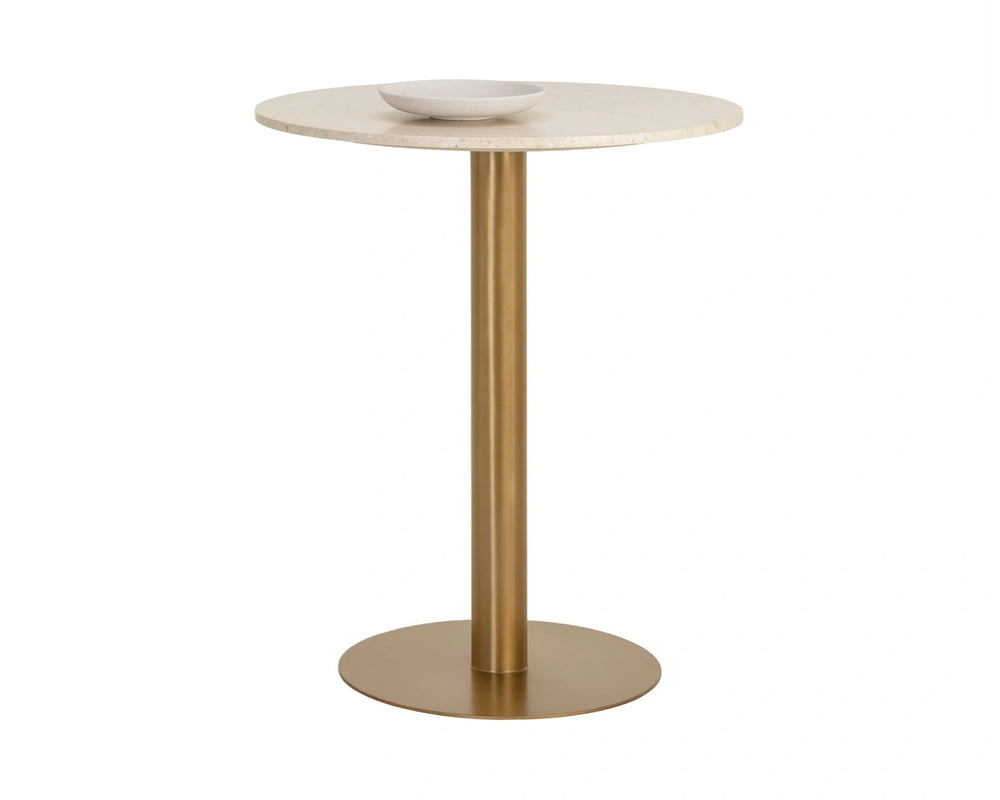 Sunpan Iska Marble Top Bar Table with Steel Pedestal Base for Lounge or Dining 112793