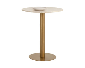 Sunpan Iska Marble Top Bar Table with Steel Pedestal Base for Lounge or Dining 112793