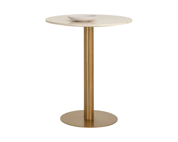 Sunpan Iska Marble Top Bar Table with Steel Pedestal Base for Lounge or Dining 112793