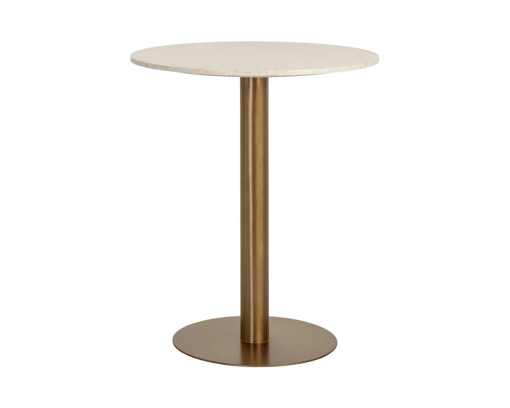 Sunpan Iska Marble Top Bar Table with Steel Pedestal Base for Lounge or Dining 112793