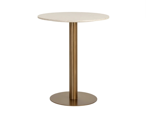 Sunpan Iska Marble Top Bar Table with Steel Pedestal Base for Lounge or Dining 112793
