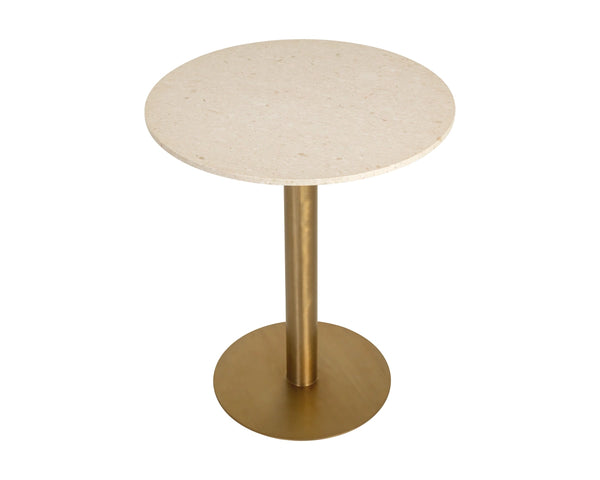 Sunpan Iska Marble Top Bar Table with Steel Pedestal Base for Lounge or Dining 112793