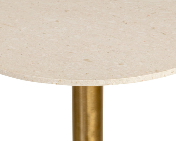 Sunpan Iska Marble Top Bar Table with Steel Pedestal Base for Lounge or Dining 112793