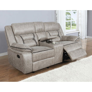 English Elm Brazelton Upholstered Glider Loveseat with Lift-Top Console, Manual Recline, Cup Holders & Plush Comfort taupe B062P357772