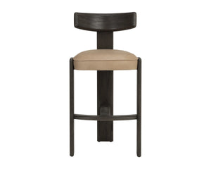 Sunpan Horton Barstool Sculpted Oak Frame Top Grain Leather Seat for Kitchen Island 112810