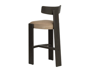 Sunpan Horton Barstool Sculpted Oak Frame Top Grain Leather Seat for Kitchen Island 112810