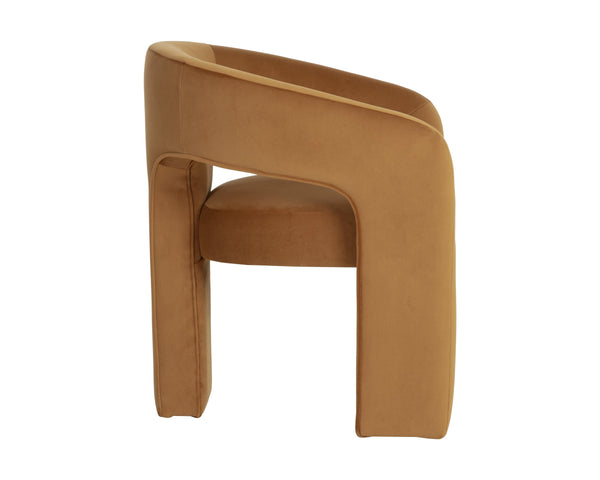 Sunpan Isidore Upholstered Dining Armchair Sculptural Open Back Sandstone Fabric Modern 112811