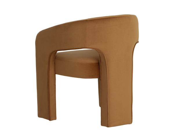 Sunpan Isidore Upholstered Dining Armchair Sculptural Open Back Sandstone Fabric Modern 112811