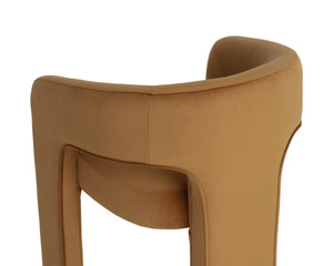 Sunpan Isidore Upholstered Dining Armchair Sculptural Open Back Sandstone Fabric Modern 112811